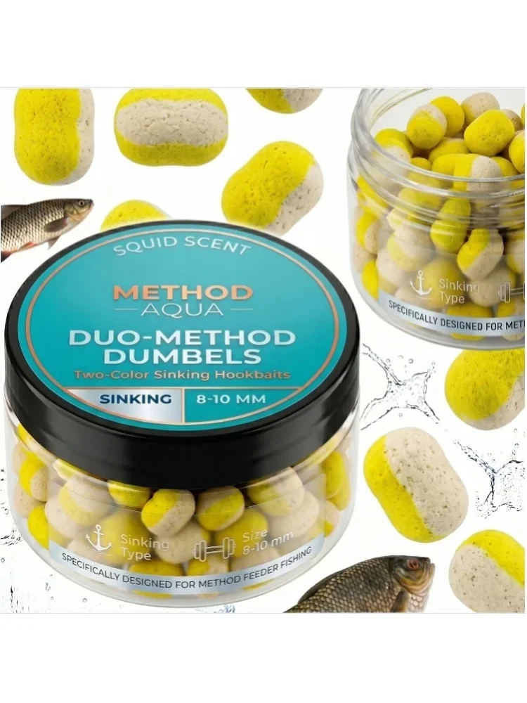 Method Feeder Dumbbell Boilies Duo Color Sinking Scopex Squid 8-10mm 50g, Dwukolorowe Dwusmakowe Przynęty Karpiowe, Gotowe do Użycia Przynęty do Metody Ground Hair Rig, Tonące Boilies do Metody Feeder — 2