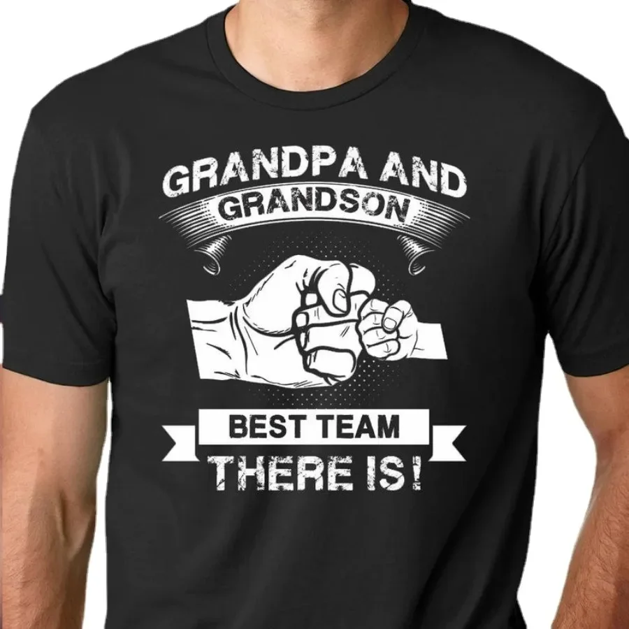 Grandpa and Grandson Best Team. Cool Grandfather Dad Grandpa T-Shirt. Summer Cotton Short Sleeve O-Neck Mens T Shirt New S-3XL