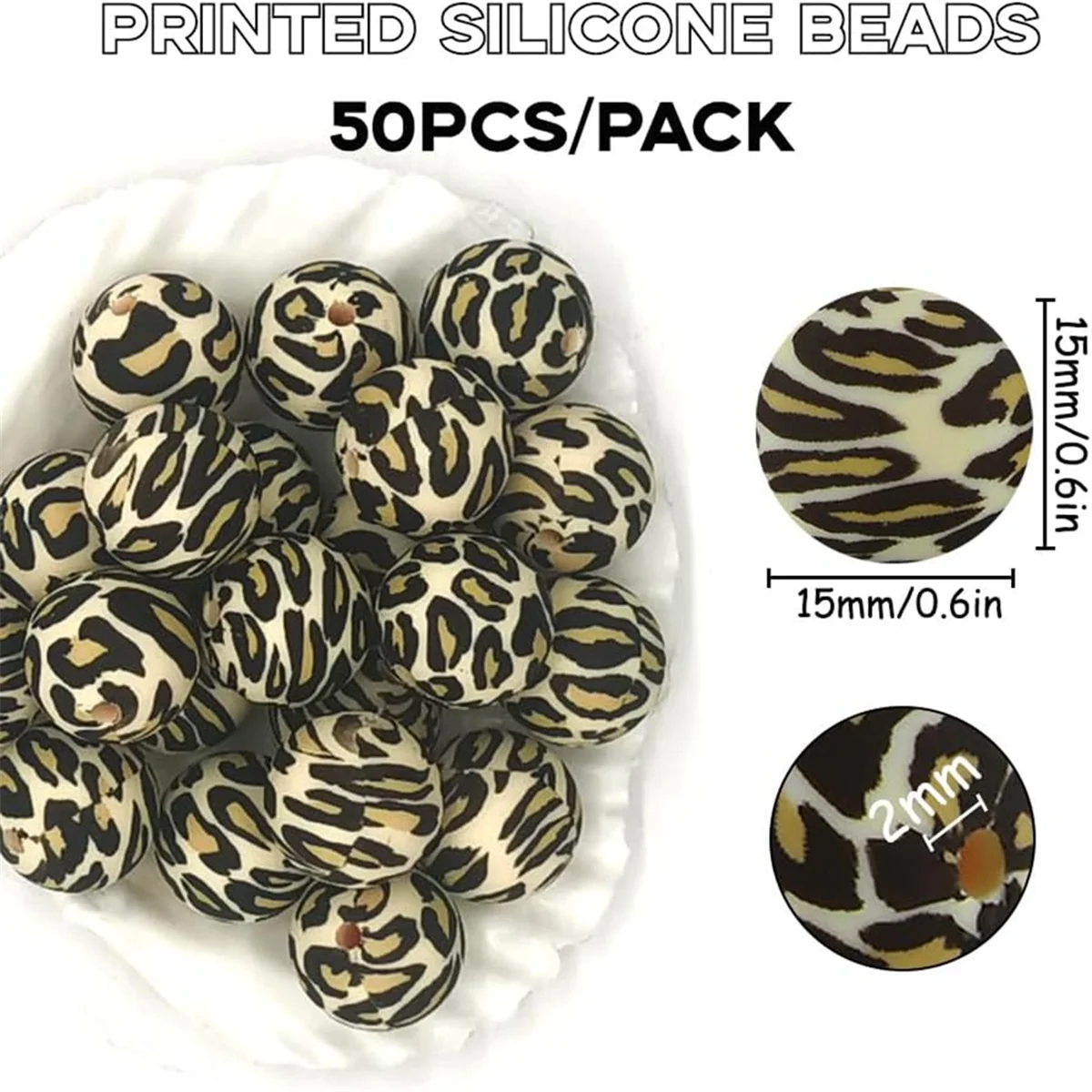 ELBA_50 pcs silicone beads 15mm bulk for key chain bulk A