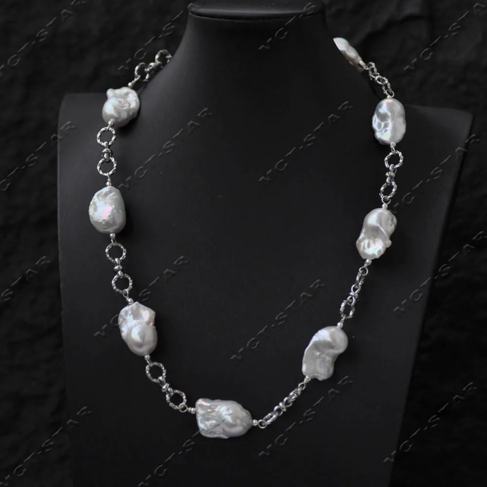 

Z14450 21'' 23mm White Baroque Keshi Reborn Pearl Necklace