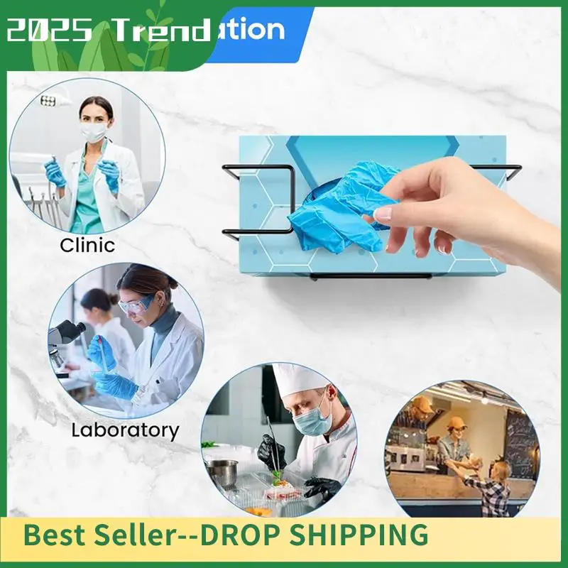 

AA14 New Glove Box Holder Wall Mounted Disposable Glove Dispenser, Metal Glove Rack For Rubber Glove Organizer Facial Tissue,6Pc