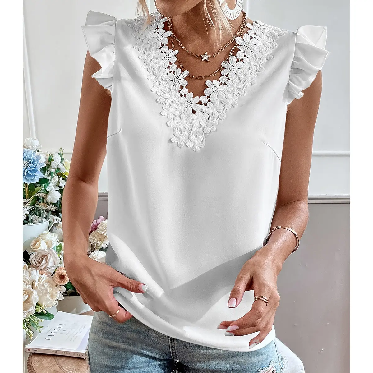 2024 New Fashionable Women\'s Shirt with Lotus Leaf SleevesElegant and Young Fashion Style, Available in Multiple Colors