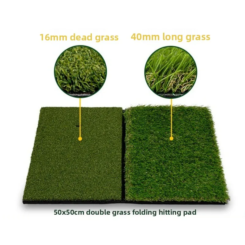 Custom Golf swing mat 2-in-1 foldable rubber sole indoor blow mat lawn small long and short grass