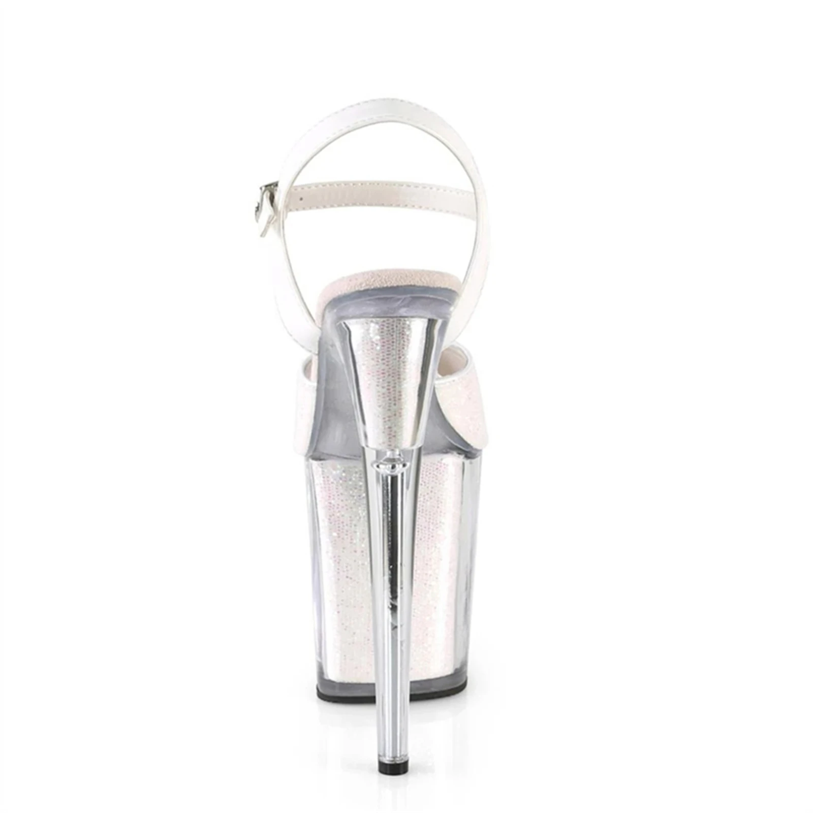 ​20CM Clear Platform Sandals White Pink, Glitter Peep Toe High Heels with Transparent Sole, Sparkly Stiletto Party Shoes​ - view 4