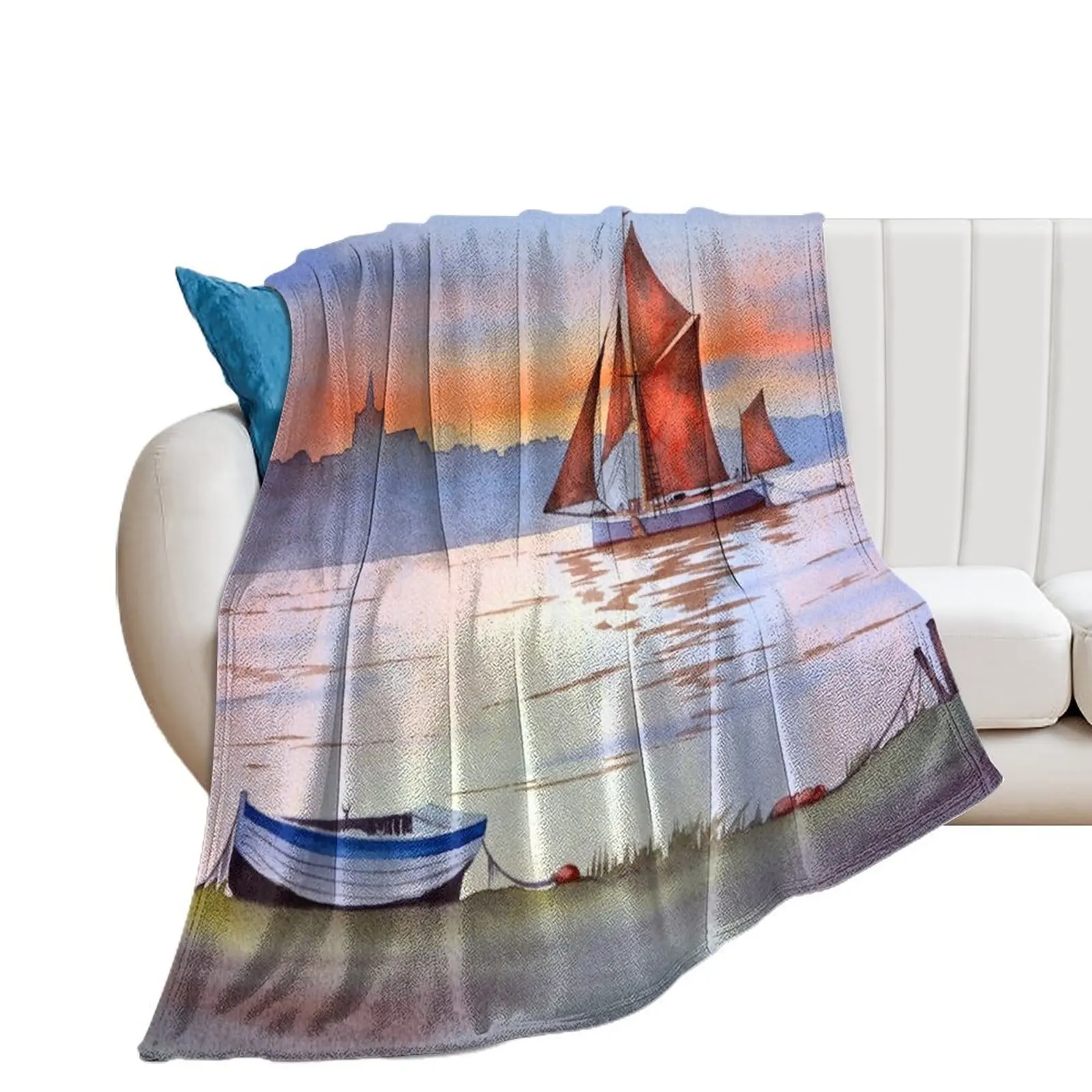 Thames Barge At Maldon Essex England Throw Blanket for winter For Sofa Thin Thermals For Travel Blankets