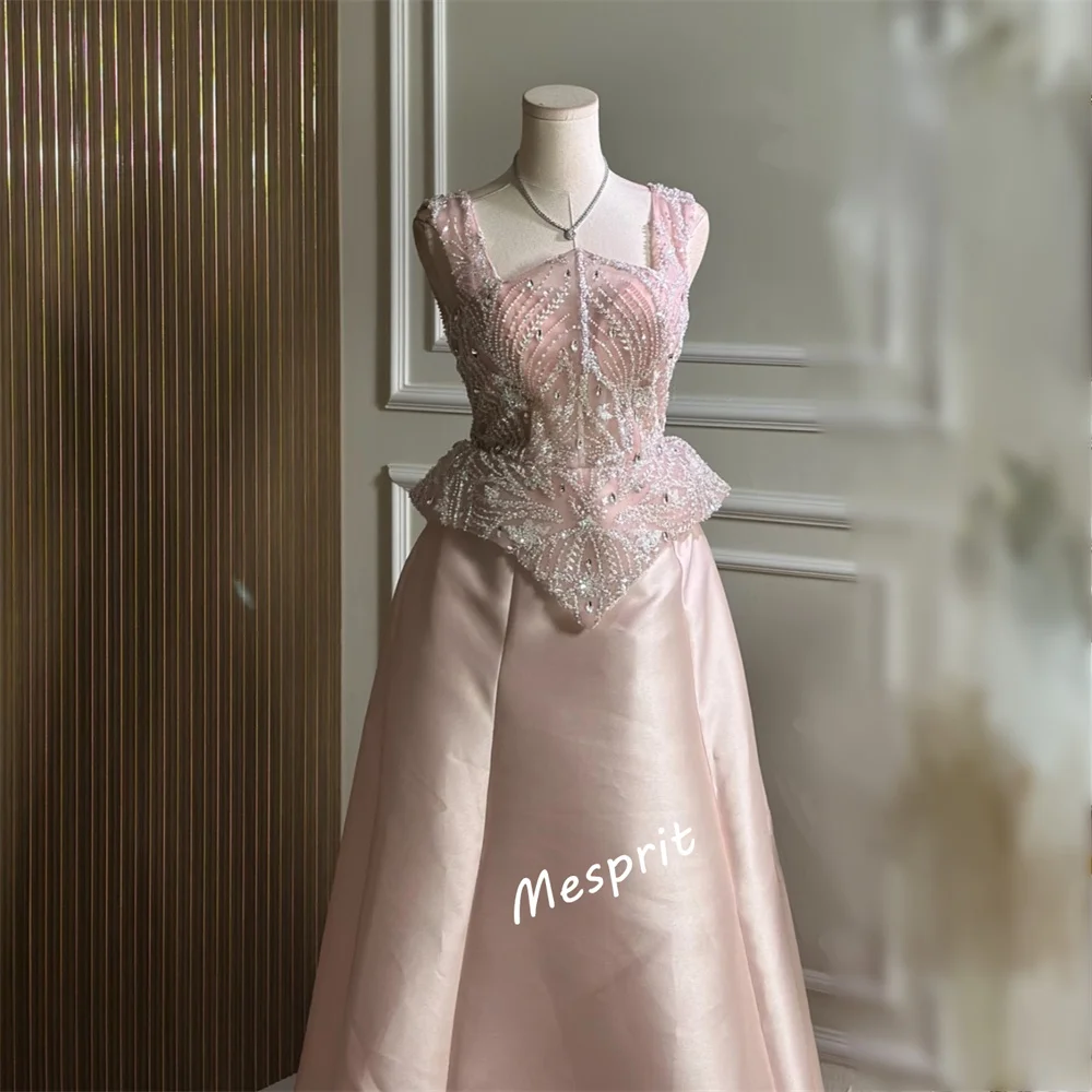 فساتين طويلة مخصصة لامعة مطرزة بدون أكمام على شكل حرف A فستان سهرة فاخر مناسبة مخصصة لحفلات الزفاف الأنيقة