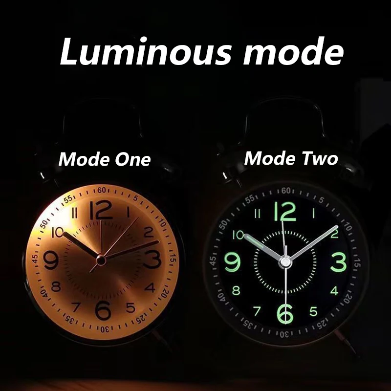 Modern Metal Alarm Desk Clock Silent Mechanical Desk Clock Living Room Decor Table Clocks Creative Table Clocks with Night Light