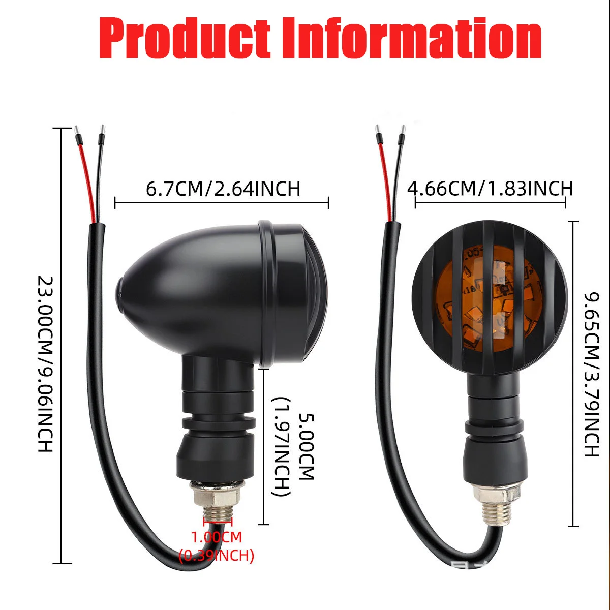2PCS Motorcycle Turn Signal Lights Grill Bullet Indicator 12V Amber Front Rear Lamp For Harley Cafe Racer Yamaha