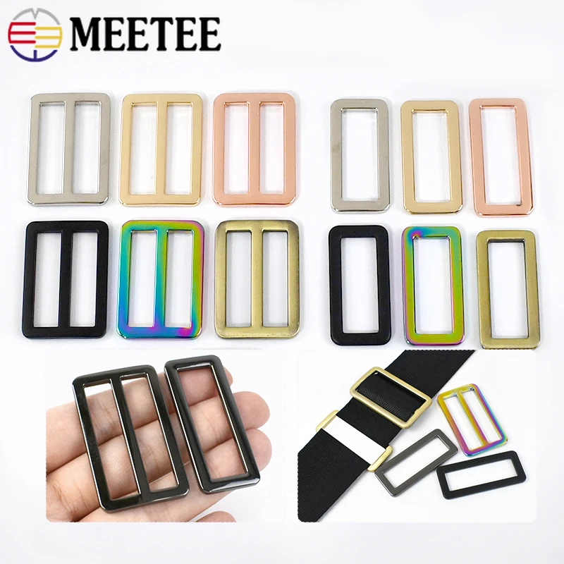 

20Pcs 20-50mm Metal Buckle Tri Glide Slider Clasp Webbing Adjust Buckles Bag Strap Clip Rectangular Ring DIY Hardware Accessory