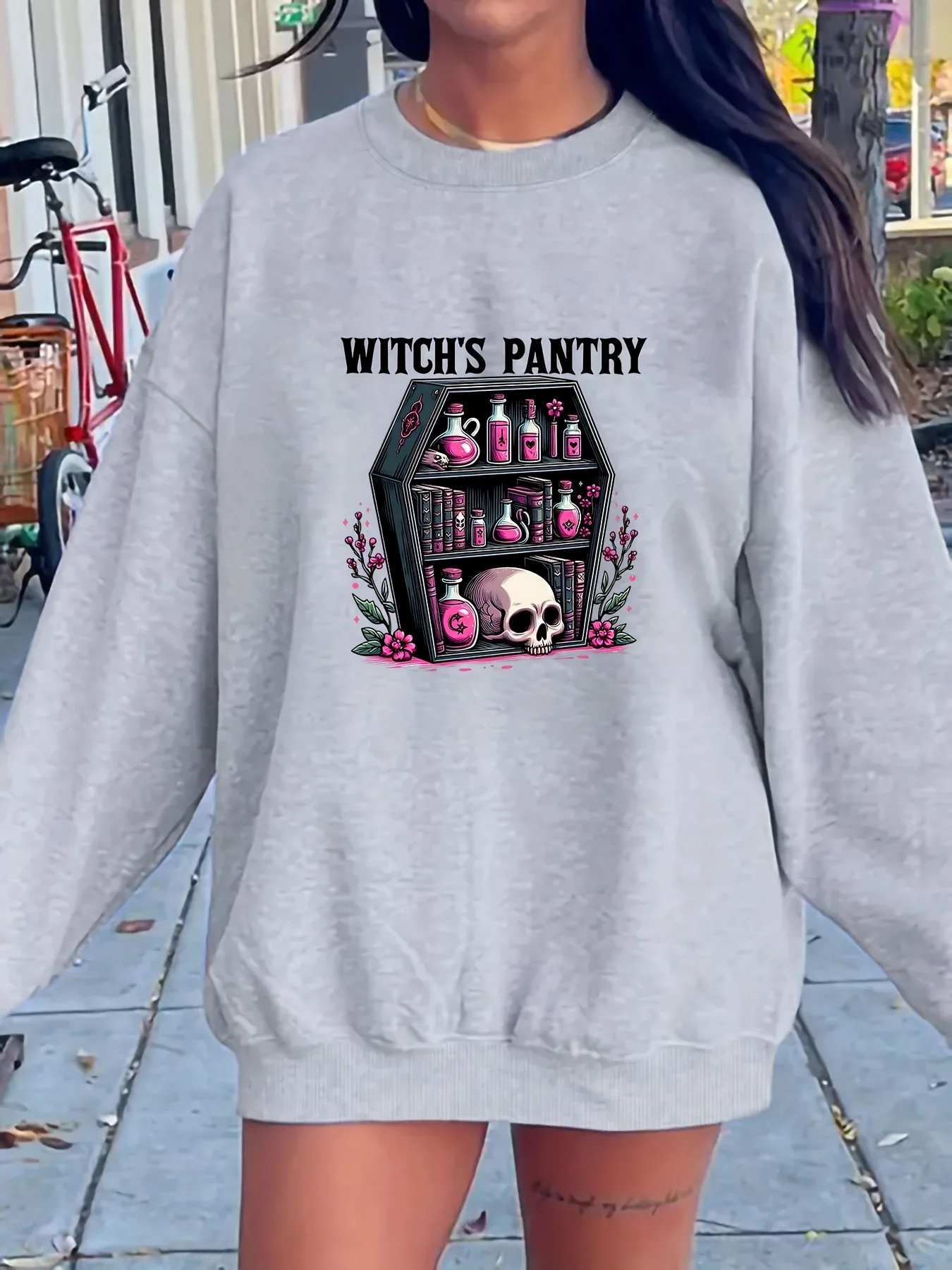 

Толстовка с открытыми плечами с принтом на Хэллоуин, повседневный пуловер с длинными рукавами, подходящий для весны и лета для женской повседневной носки