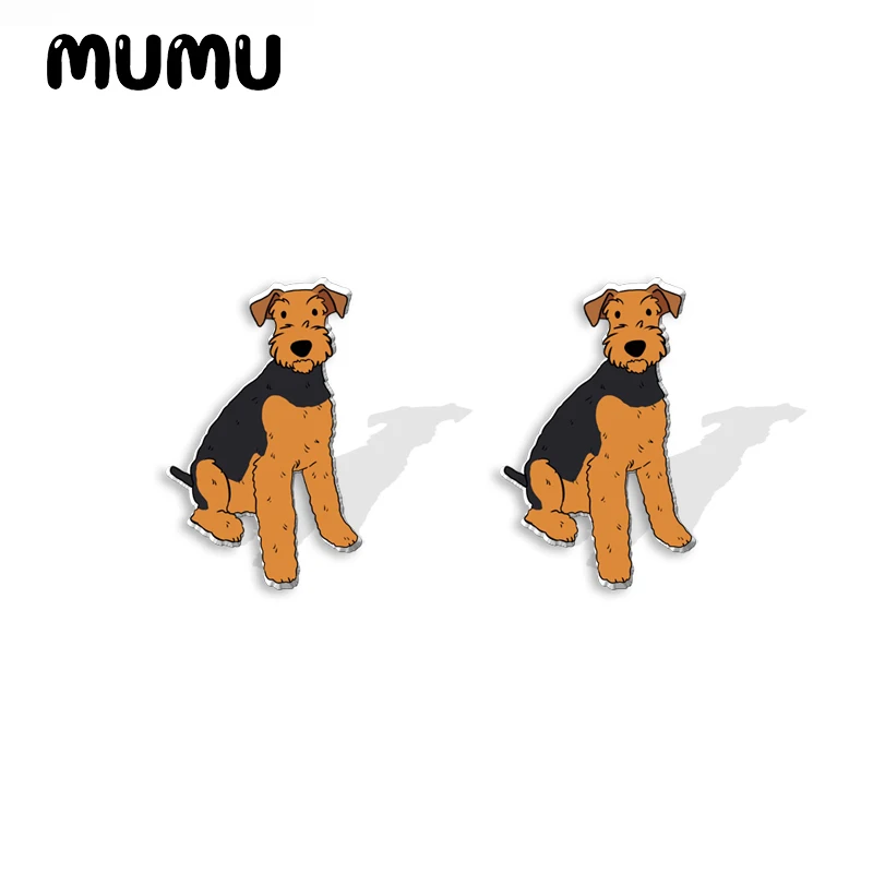 2023 New Airedale Terrier Acrylic Stud Earring Cute Dog Handmade Earrings Resin Epoxy Jewelry Gifts Friend