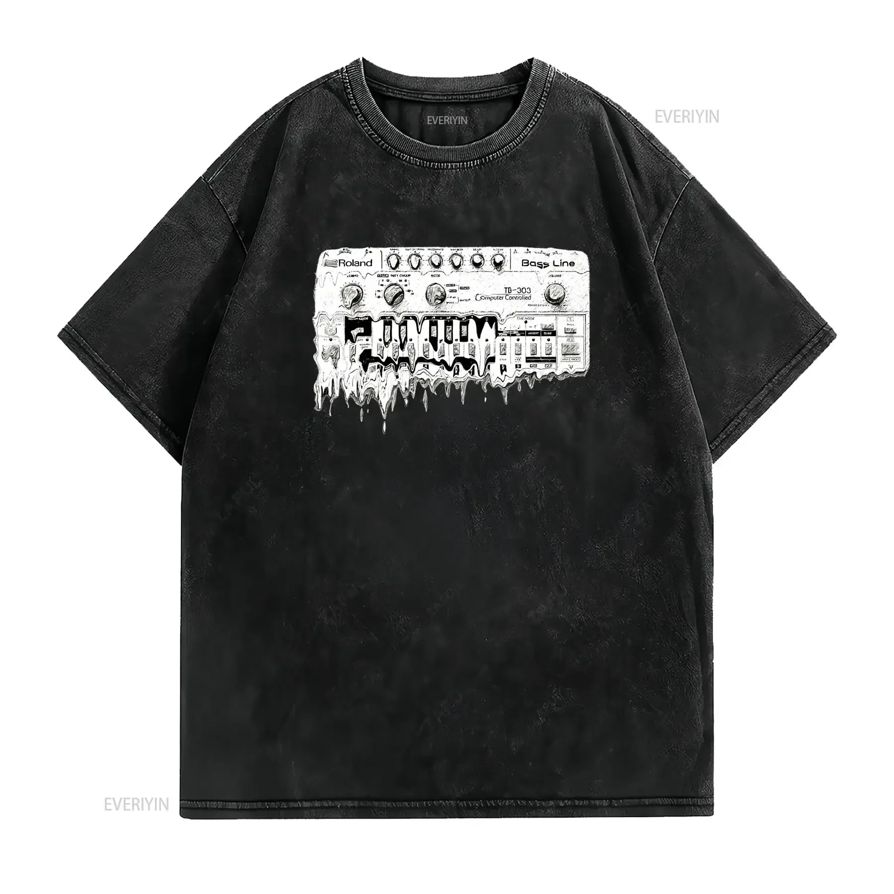 Synthesizer Roland TB 303 Merch T Shirt Synth Analog Korg Techno Elect long or short sleeves vintage Washed Casual Versatile