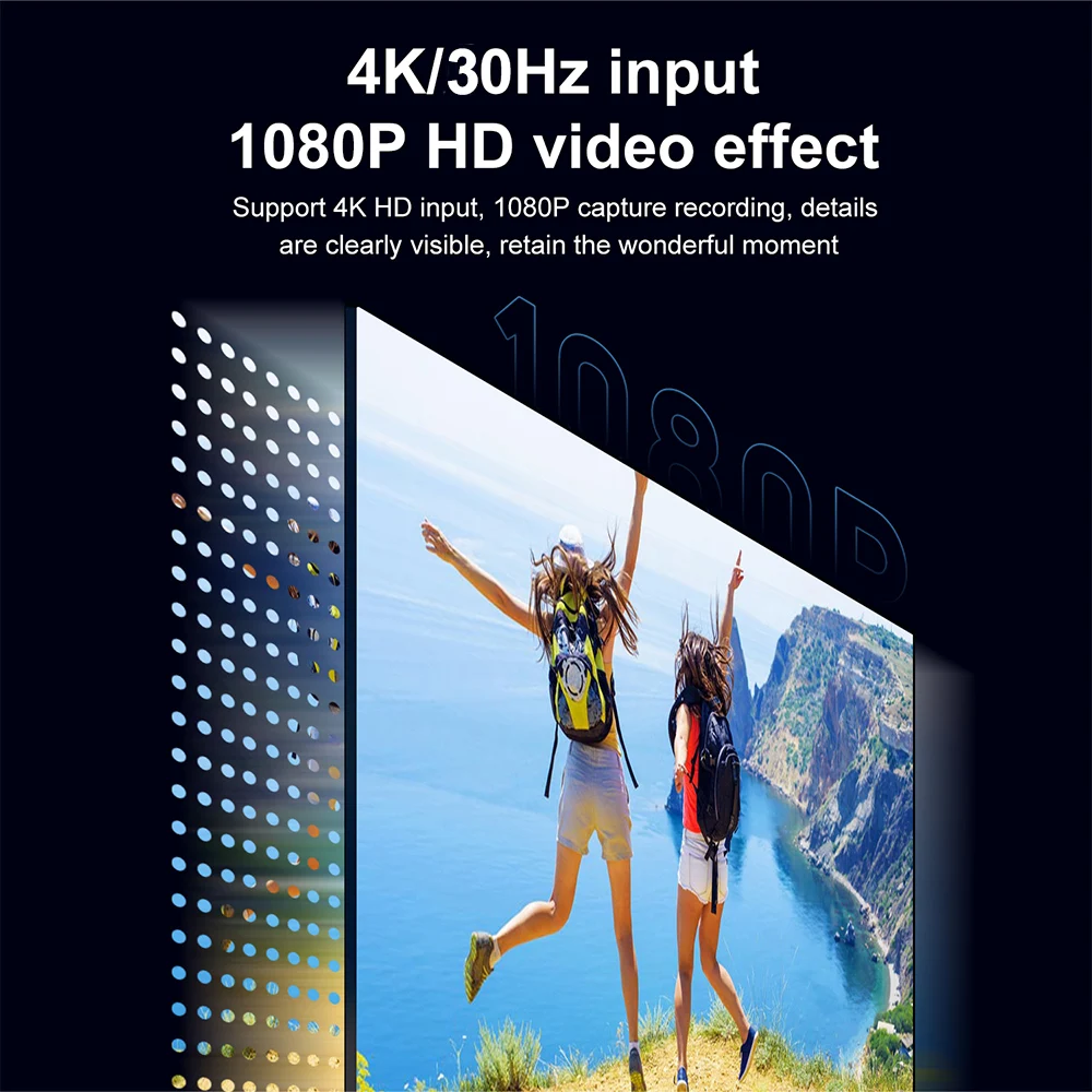 بطاقة التقاط الصوت والفيديو 1080P 4K HDMI-متوافقة مع USB-A/USB-C USB2.0 التقاط تسجيل الصوت والفيديو لمشغل OBS Studio PotPlayer QT