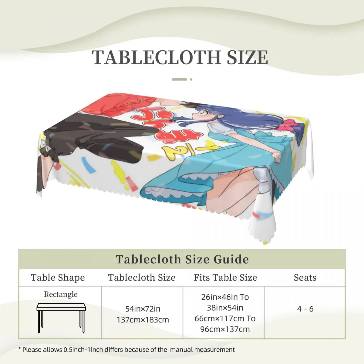 P Chan Ranma Akane Anime Tablecloth Restaurant Kitchen Rectangular Tablecloth Festival Party Decorations Dining Table Cover