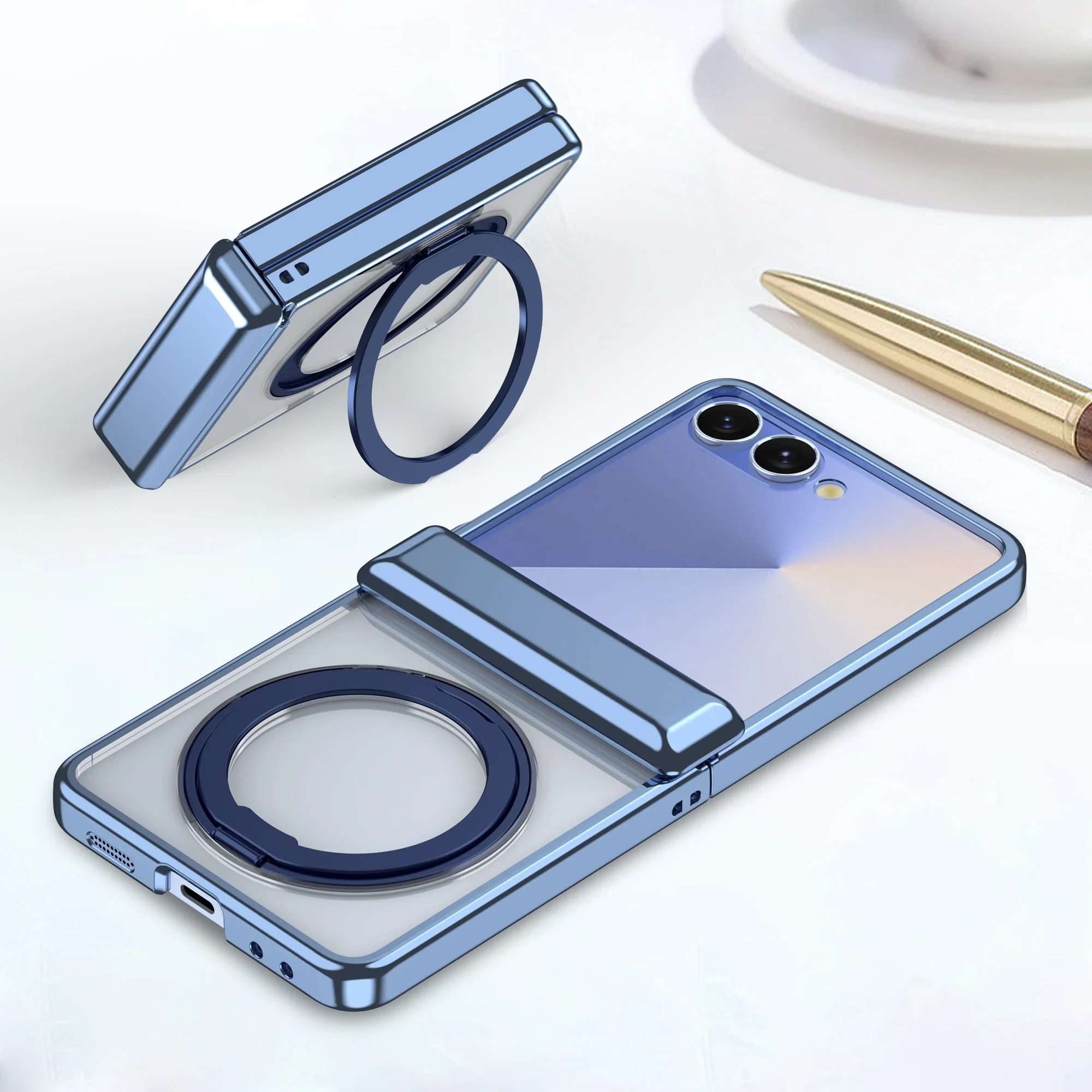 Galvanisierte Magnetische 360° Drehbare Halterung Handyhülle für Samsung Galaxy Z Flip 8 7 6 5 Flip7 Flip6 Scharnier-Schutzabdeckung – Detail 16