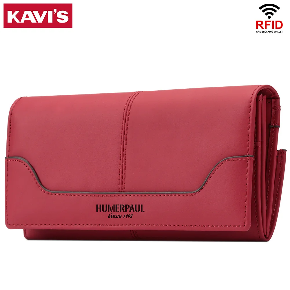 Fashionable Wallet for Women Genuine Leather Long Carteras Para Mujer Luxury Design Clutch with RFID Card Slots and Coin Purse ﻿
