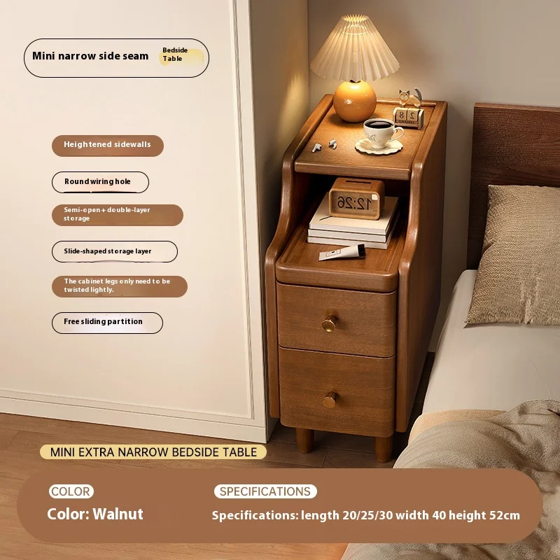 

New Home Solid Wood Bedside Tables, Extremely Narrow Study and Bedroom Cabinets, Simple Storage Side Cabinets, Home Furniture