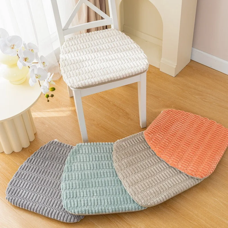 Winter solid color plush chair cushion horseshoe-shaped non-slip thickened chair cushion buttock protection office seat cushion