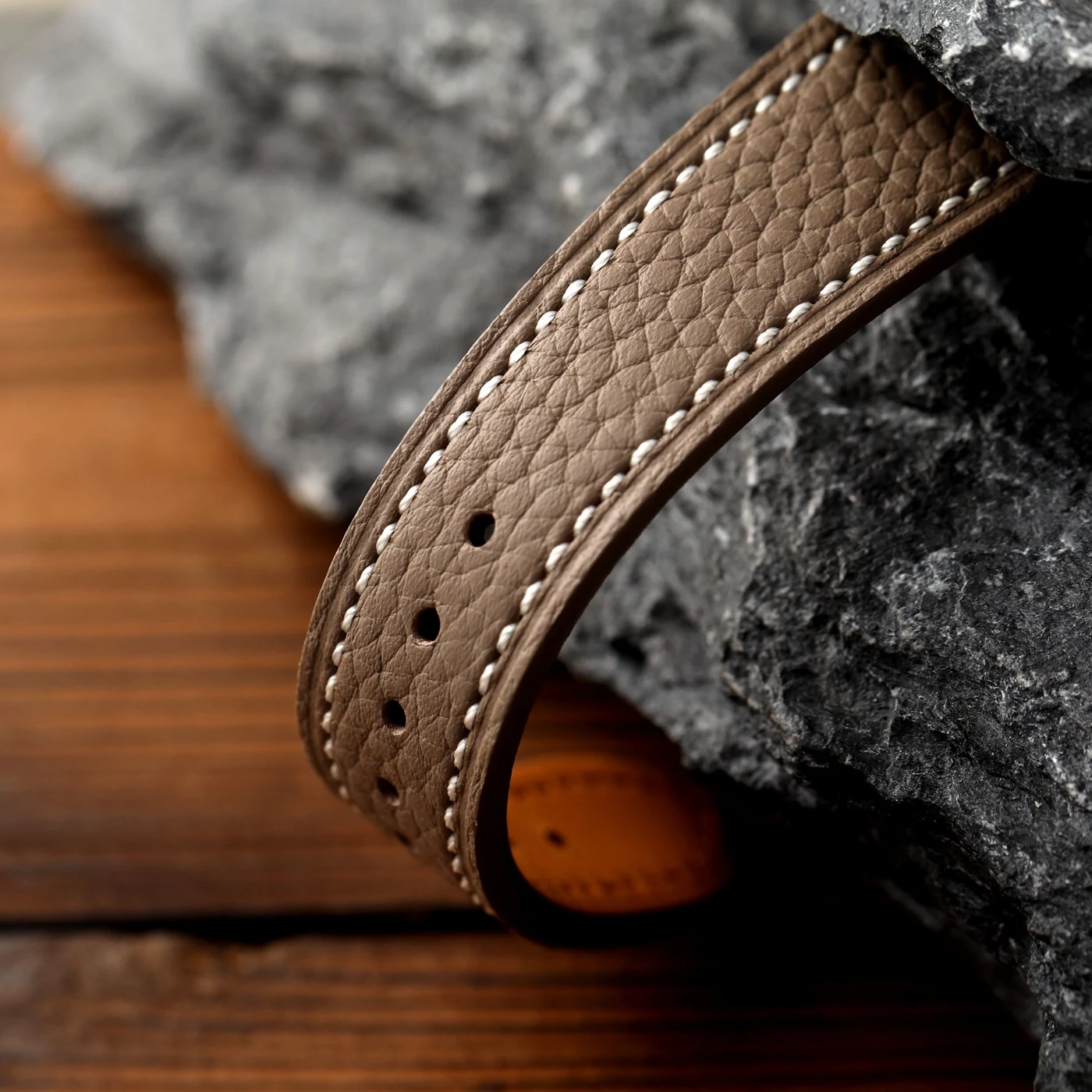 Handmade grey top cowhide 18 19 20 21 22MM quick release soft leather strap, vintage style men's watchband