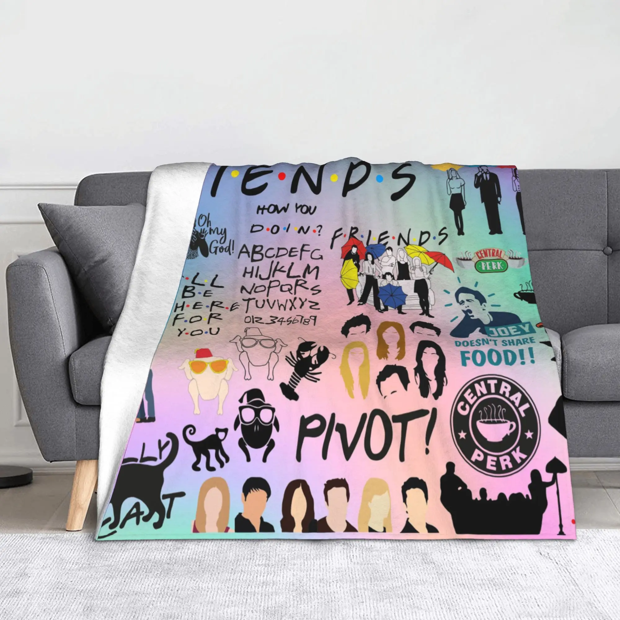 

Фланелевое одеяло с изображением мультфильмов «Друзья», американское одеяло Central Perk для кровати, мягкий коврик для кровати