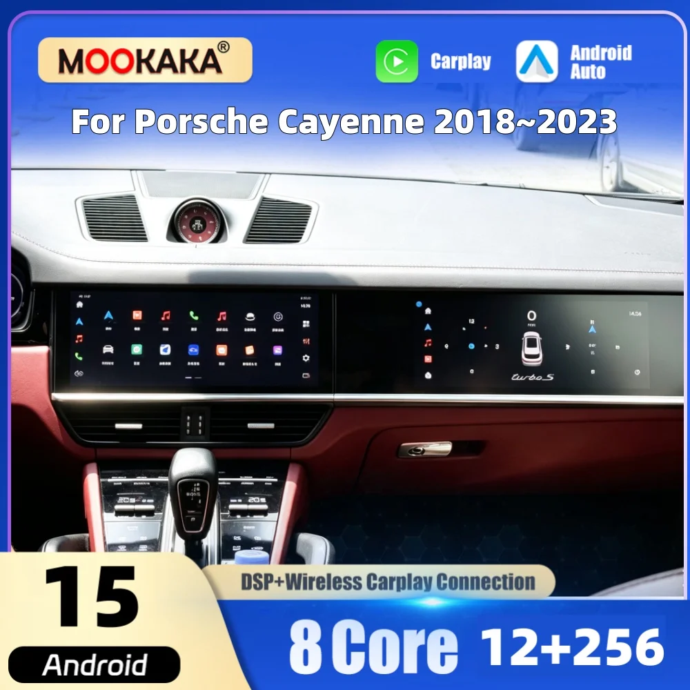 Dual 12.3 Inch Android Car Multimedia Player For Porsche Cayenne 2018~2023 Car Radio Stereo GPS CarPlay Auto Head Unit