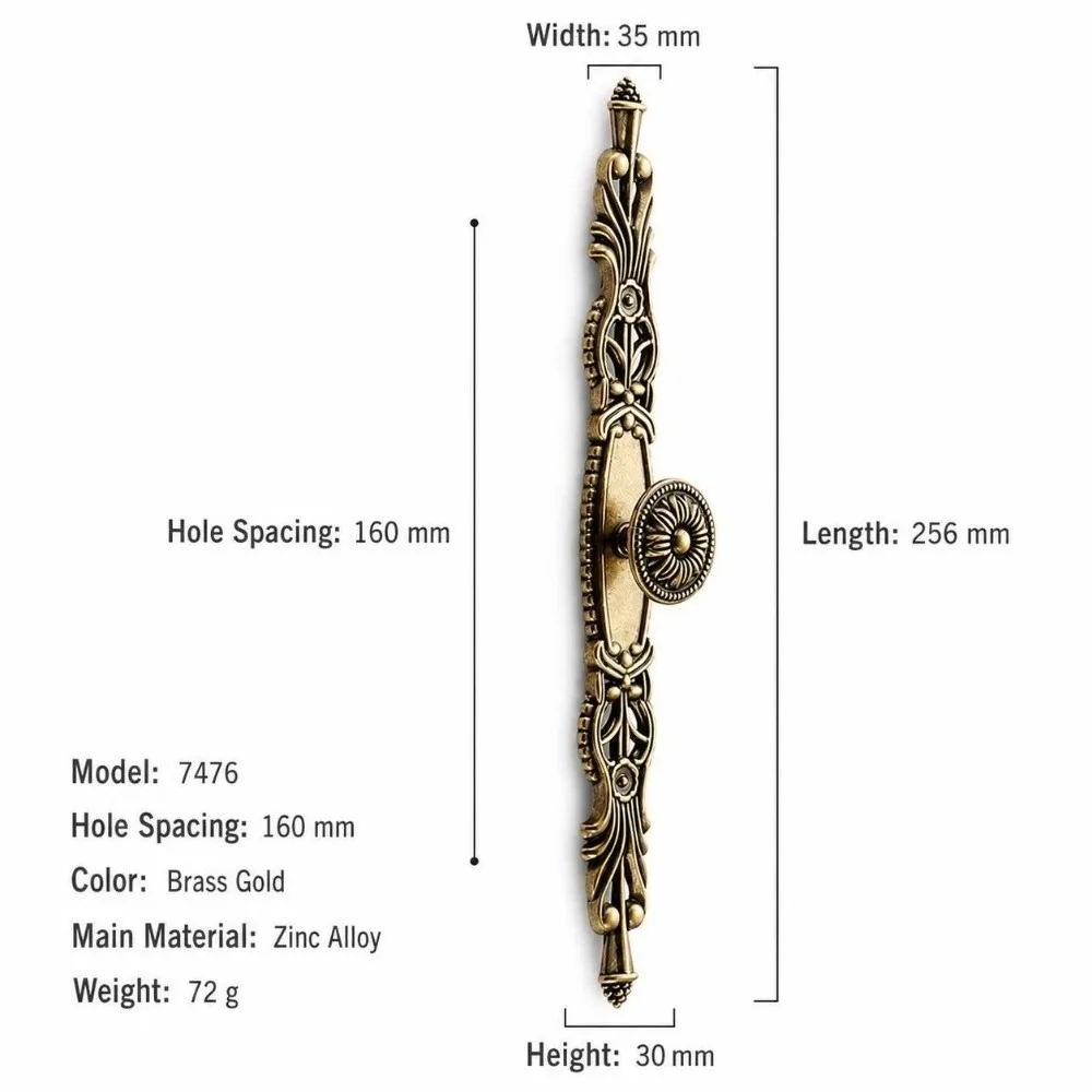 Zinc Alloy Antique Bronze Cabinet Pulls Vintage Carved Cabinet Drawer Knobs Bronze-Finished Durable Wardrobe Door Handles