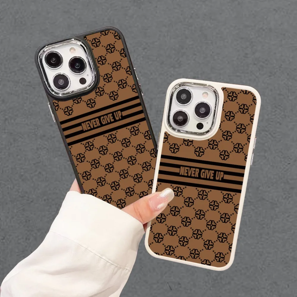 

New design pattern metal frame black and white phone case, suitable for iPhone 16,16Pro,16Pro Max, Plus to11,12,13,14,15series