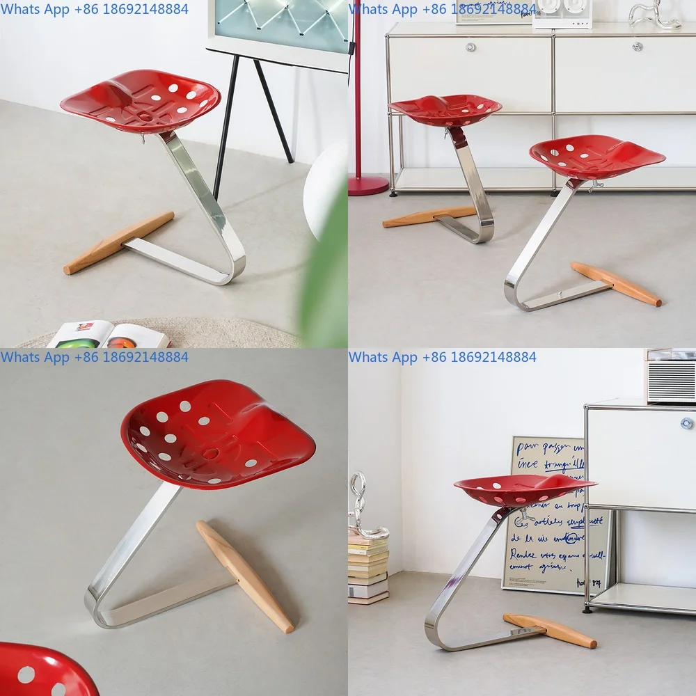 

Nordic tractor chair creative dining chair ins stainless steel antique leisure chair