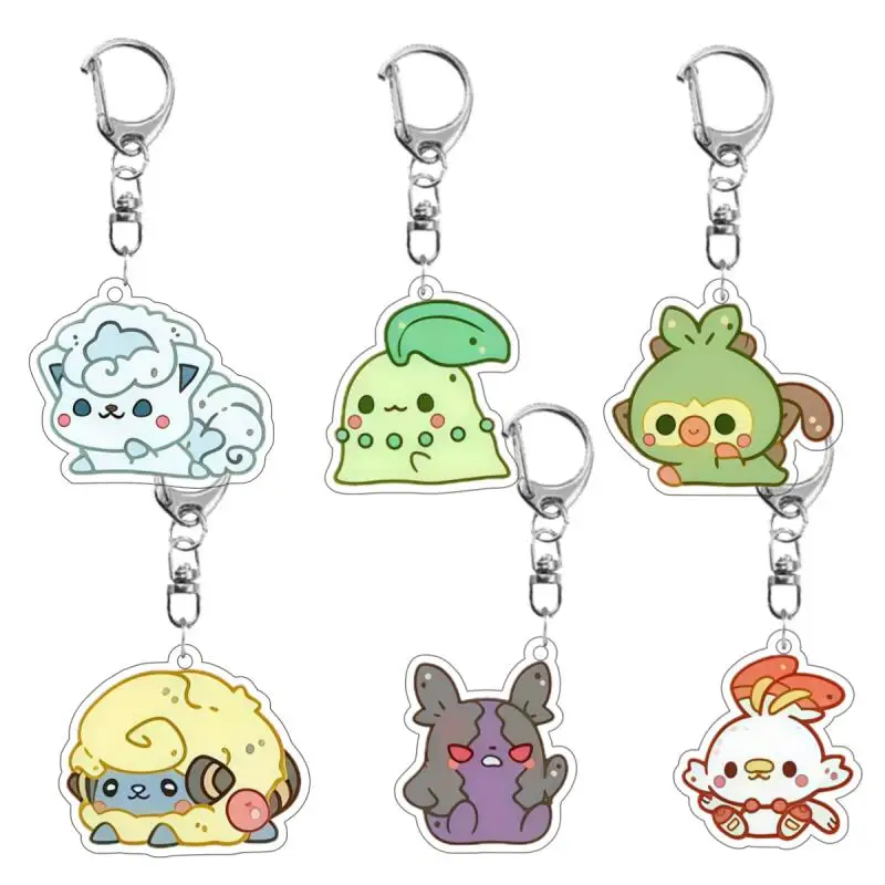 

Anime Acrylic Keychain for Bagon Piplup Jirachi Anime Cartoons Acrylic Key Ring Peripheral Backpack Pendant Festival Toy Gift
