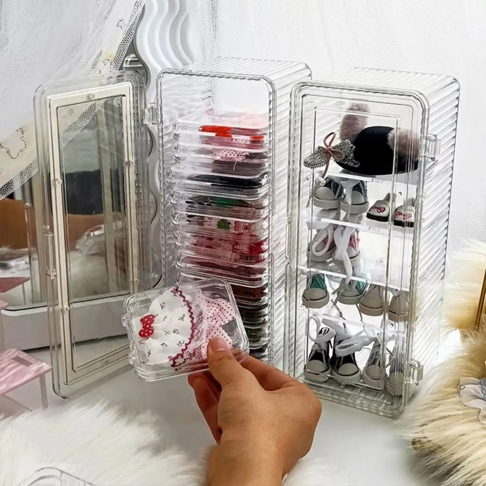 

Акриловая коробка для хранения кукольной одежды, полосатая коробка для хранения кофейных капсул с откидной крышкой, прозрачная большая вместимость