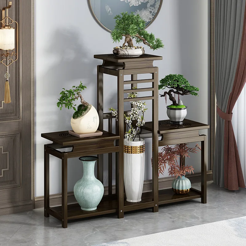 LH balcony floor-to-ceiling new Chinese flower table interior decoration living room multi-layer flower pot shelf