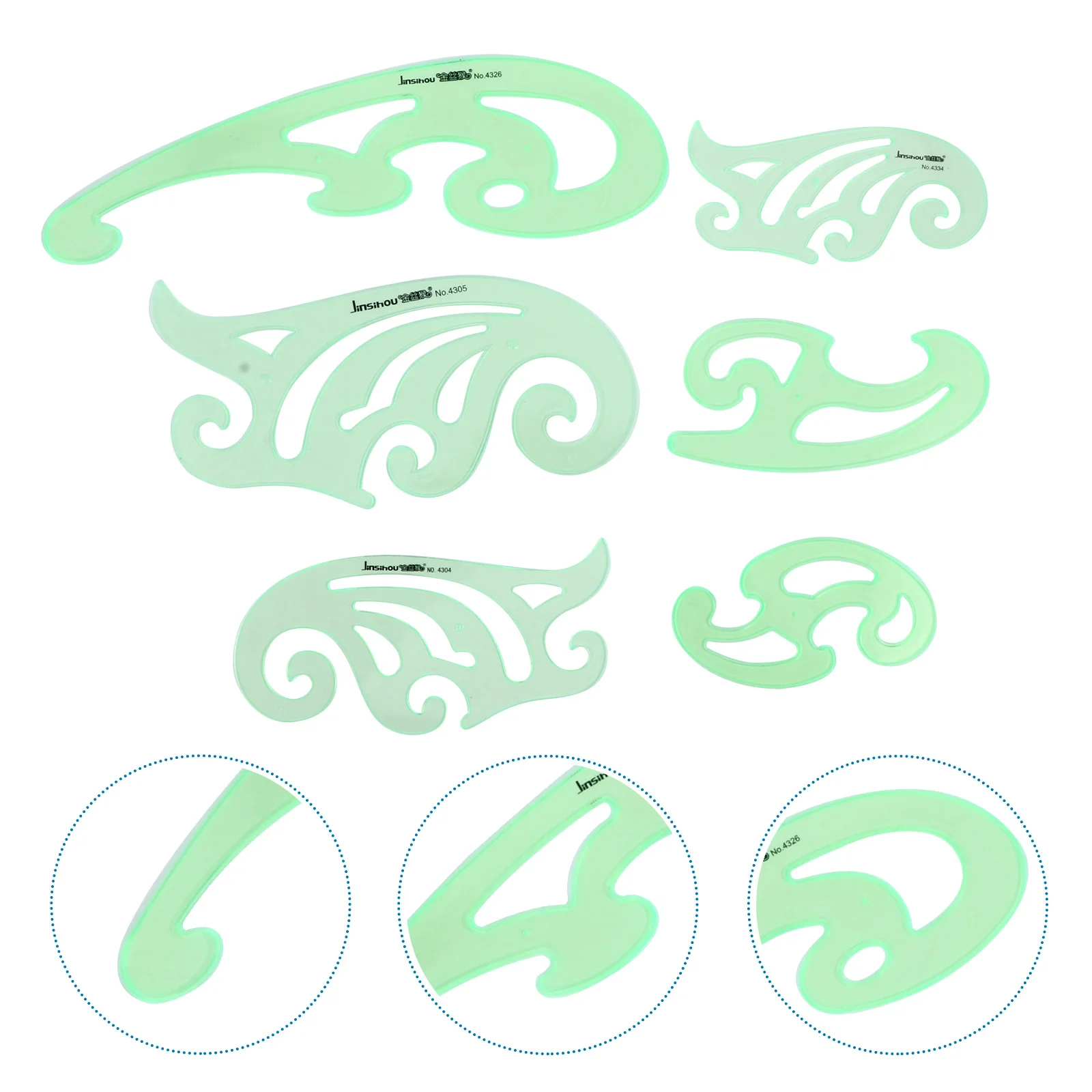 6 個の描画テンプレートステンシル幾何学的形状プラスチック定規学校オフィスアート描画ツールセット用