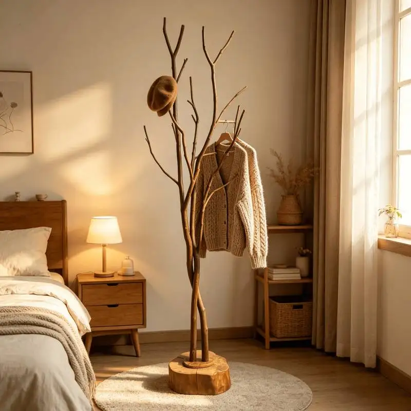 Perchero de Madera para Dormitorio, Estante para Ropa, Exhibidor para Apartamentos, Perchero Moderno Nórdico para Sala de Estar, Muebles para Ropa