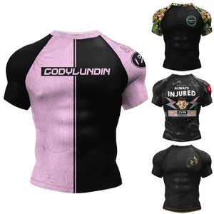 Camisas de manga curta Rashguard para homens, camisas pretas Rash Guard, design popular, sublimação, sem Gi, JJ, Jiu Jitsu, Mma, luta, pessoal 10 principais vendas camisa bj - №3