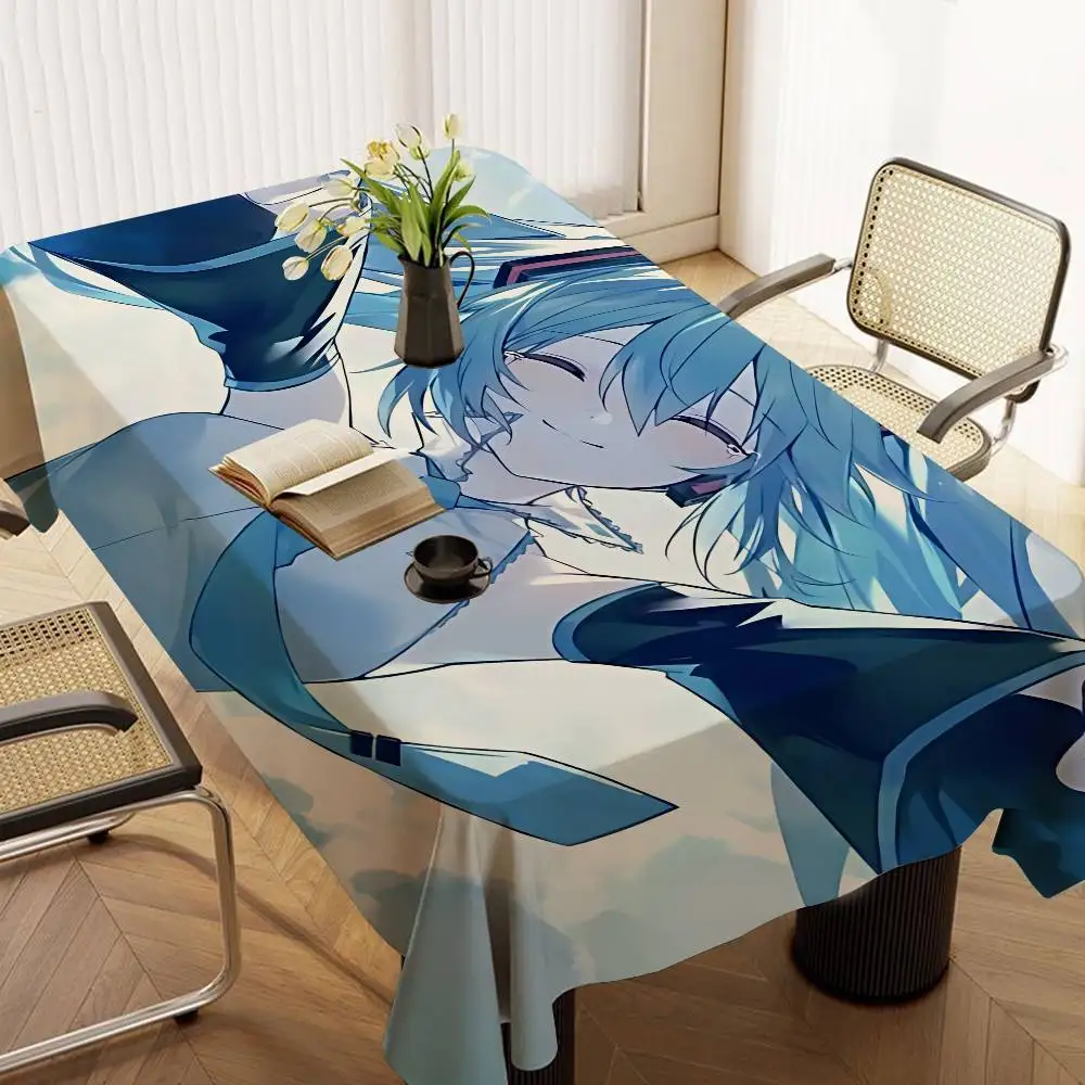 H-HatsuneS CARTOON M-MikuS Rectangle Waterproof Tablecloth Party Decor Farmhouse Kitchen Dining Table Cloth Wedding Decorations