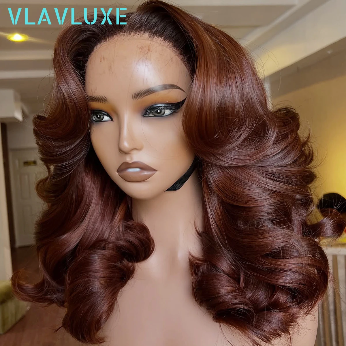 

450 Density Bouncy Curly Wig Human Hair Chocolate Brown 13x4 13x6 HD Lace Frontal Wig Colored Lace Front Wig 30 36 Inch Glueless