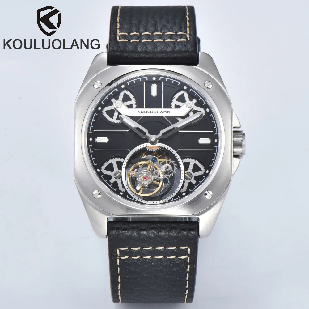 KOULUOLANG Men's Original Tourbillon Watch Luxury Mechanical Watch 316L Stainless Steel Sapphire Waterproof Custom Watch