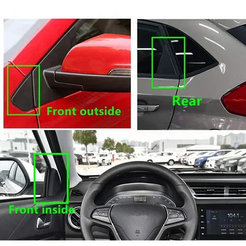 Imagen 2 del producto Esquina de puerta delantera de coche, tapa interior exterior, ventana trasera, cubierta triangular exterior, embellecedor para Chery Tiggo 2 3X 2016 2017 2018 2019 2020