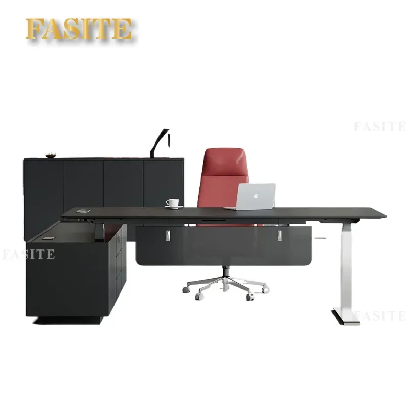 For Light Luxury Electric Height Adjustable Desk Large Office Table Simple Modern Design Executive Manager Workstation