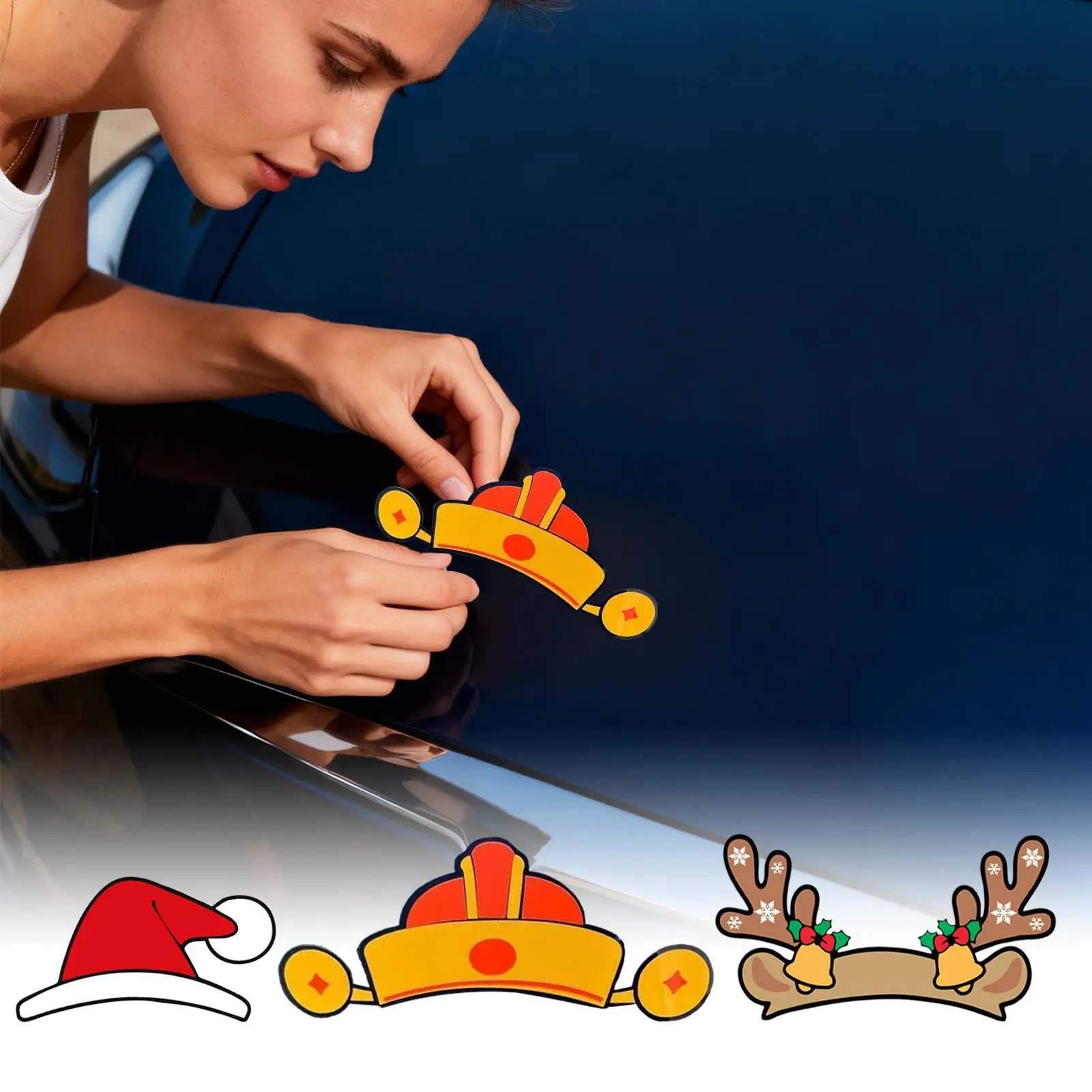 Christmas Car Emblem Sticker For Tesla Model 3 / Y Waterproof Self-Adhesive Santa Hat Decal Holiday Supplies Automotive Decals