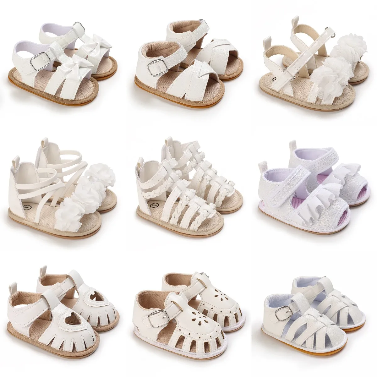 Chaussures de bébé coordonnantes pour garçons et filles, sandales respirantes décontractées, semelle en caoutchouc, protection, chaussures de premier pas, été