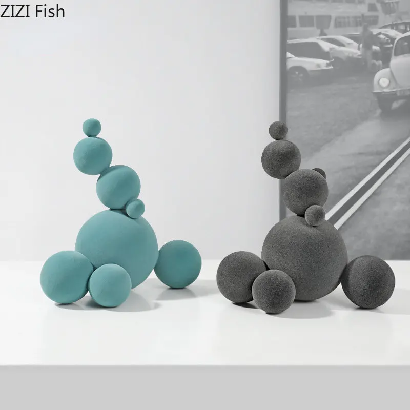 

Flocking Resin Ornaments Molecular Sphere Decoration Crafts Statue Sculpture Desktop Furnishings Home Accessories Figurines Gift