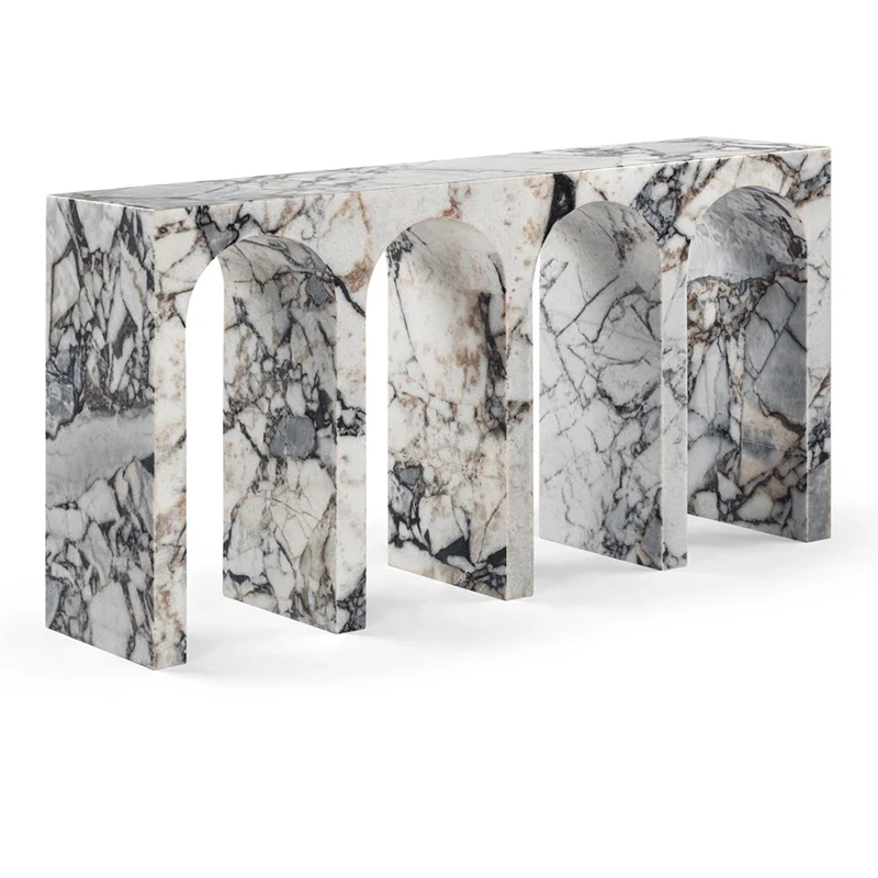 &d FURNITURE Natural Stone Marble Console Table Luxury Marble Console Tables Modern Marble Console Tables