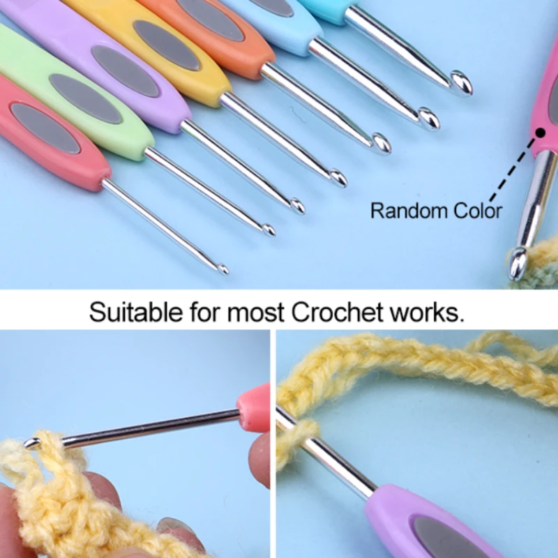 New Crochet Hooks Colorful Soft Plastic Handle Knitting Needles Set Sweater Hand-Knit DIY Sewing Accessories 8Pcs/Set 2.5mm-6mm