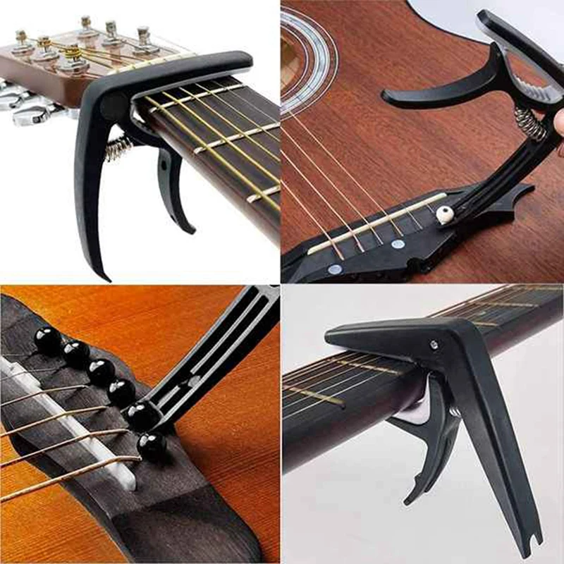 Kit de accesorios para guitarra, 65 piezas, con cuerdas de guitarra, sintonizador, Capo, púas, soporte para púas, púas de dedo pulgar, clavijas de puente