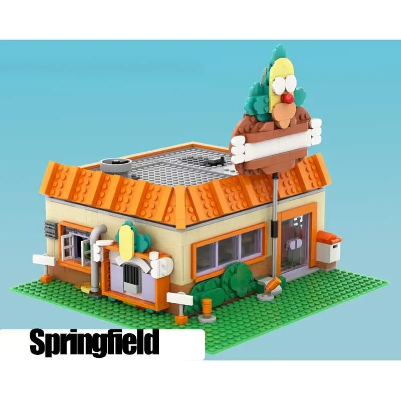 Moc ビルディングレンガモジュラー Sprngfield バーガー映画モデルテクノロジーブロック DIY シティストリートビューセットアセンブリクリスマスギフトおもちゃ