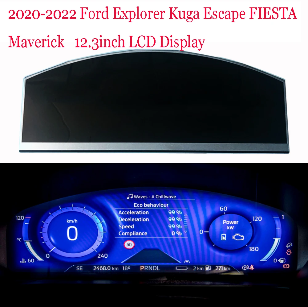 

Display LCD For 2020-2022 Ford Explorer Kuga Escape FIESTA Maverick 12.3inch LCD Display Dashboards Digital Instrument