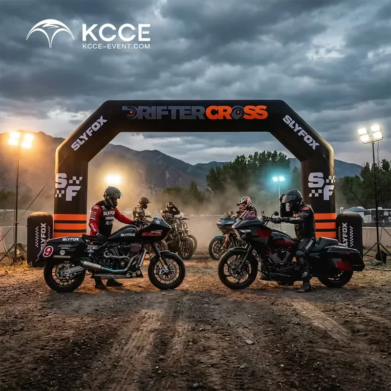 High Quality Air Sealed Lightweight Durable Personalized Custom Angled Inflatable Arches for Motorcycle Road Races Events