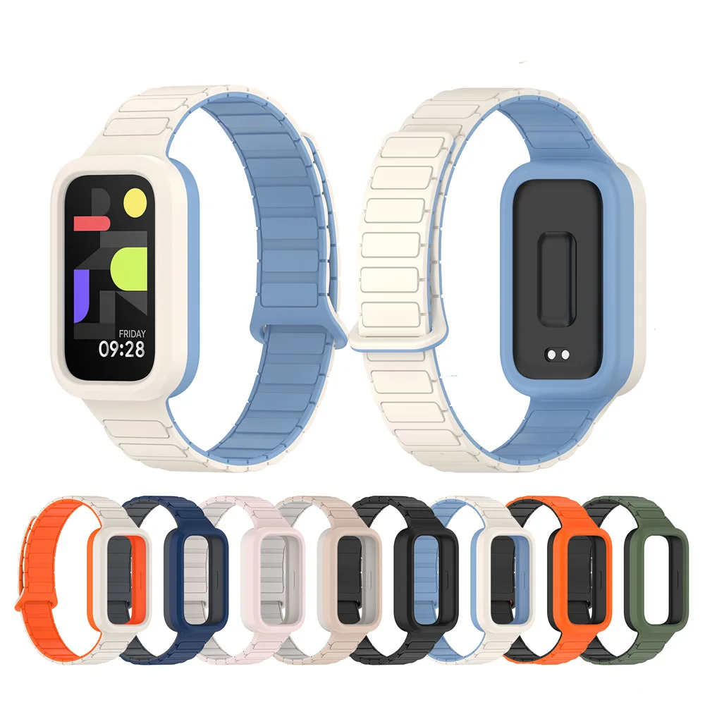 Compatible with Redmi Band 3 Magnetic Watch Strap Xiaomi 9 Smart Band 9 Active Wristband Silicone Strap