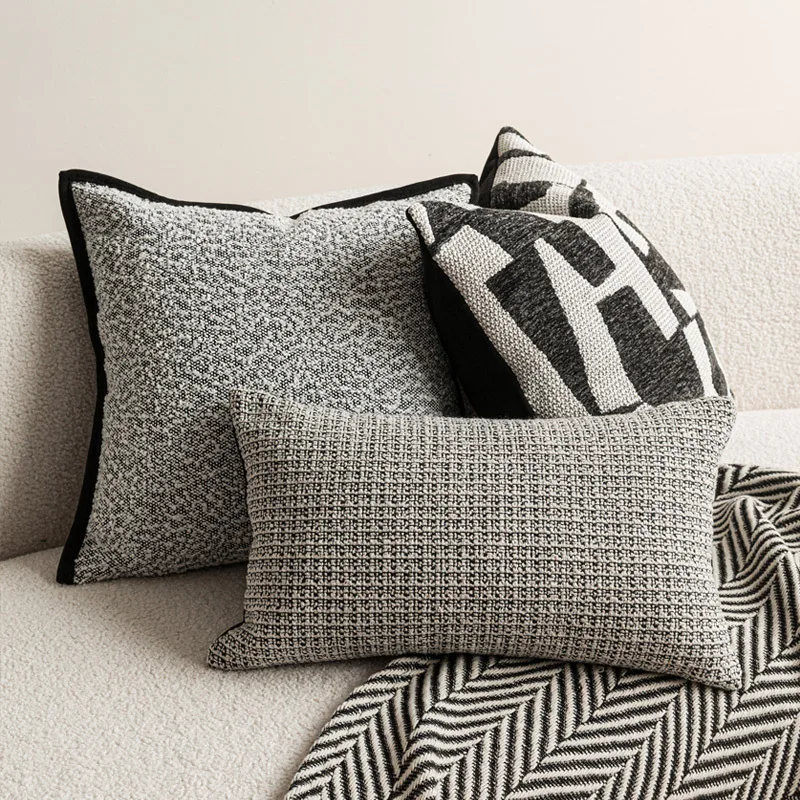 Ivory Black Rust Red Pillows Modern Cushion Case Luxury Simple Decorative Pillow Cover For Sofa Chair Home Decorations